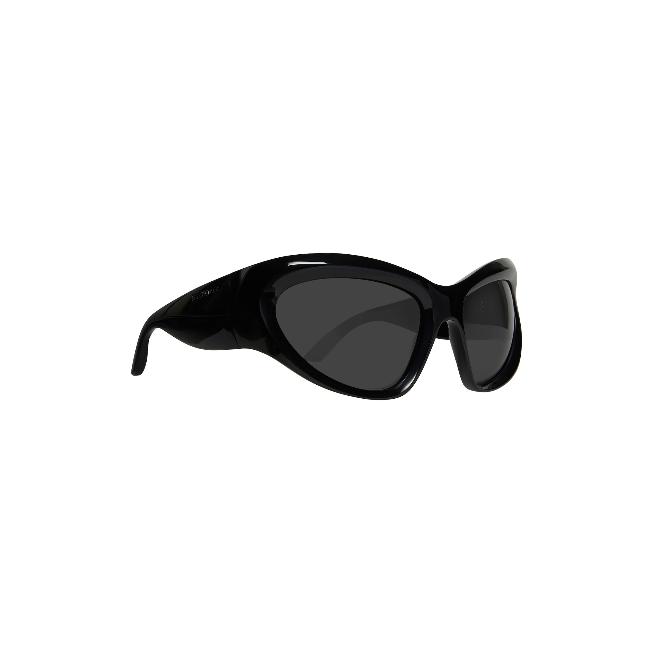 Wrap D-frame Sunglasses in Black - Image 5